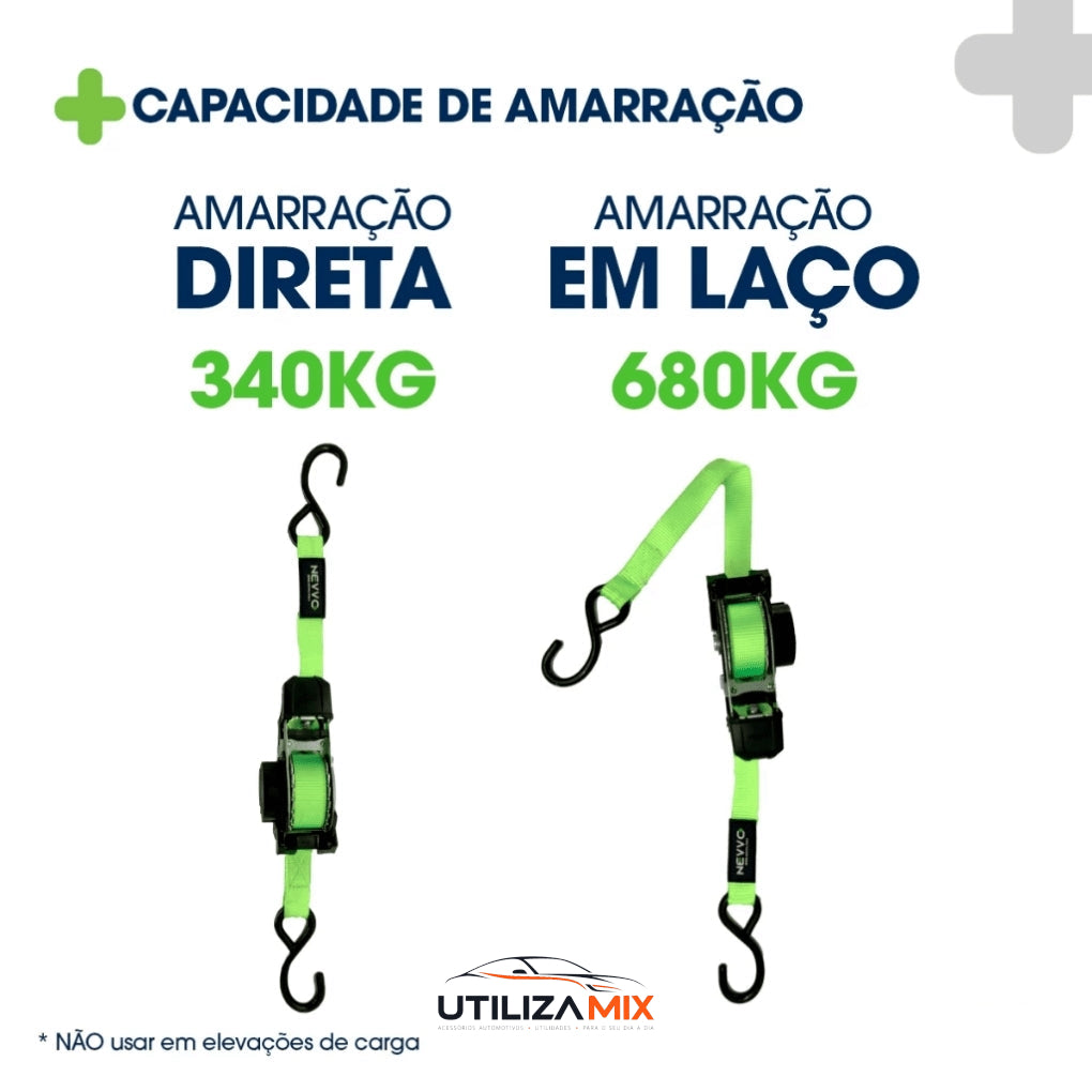 Cinta Para Carga Catraca Automática Retrátil 3.6 Metros 680kg - UtilizaMix