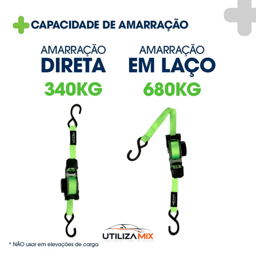 Cinta Para Carga Catraca Automática Retrátil 3.6 Metros 680kg - UtilizaMix